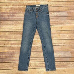 Madewell 9 Inch Mid Rise Skinny Crop Jeans Button Front Tencel AJ173